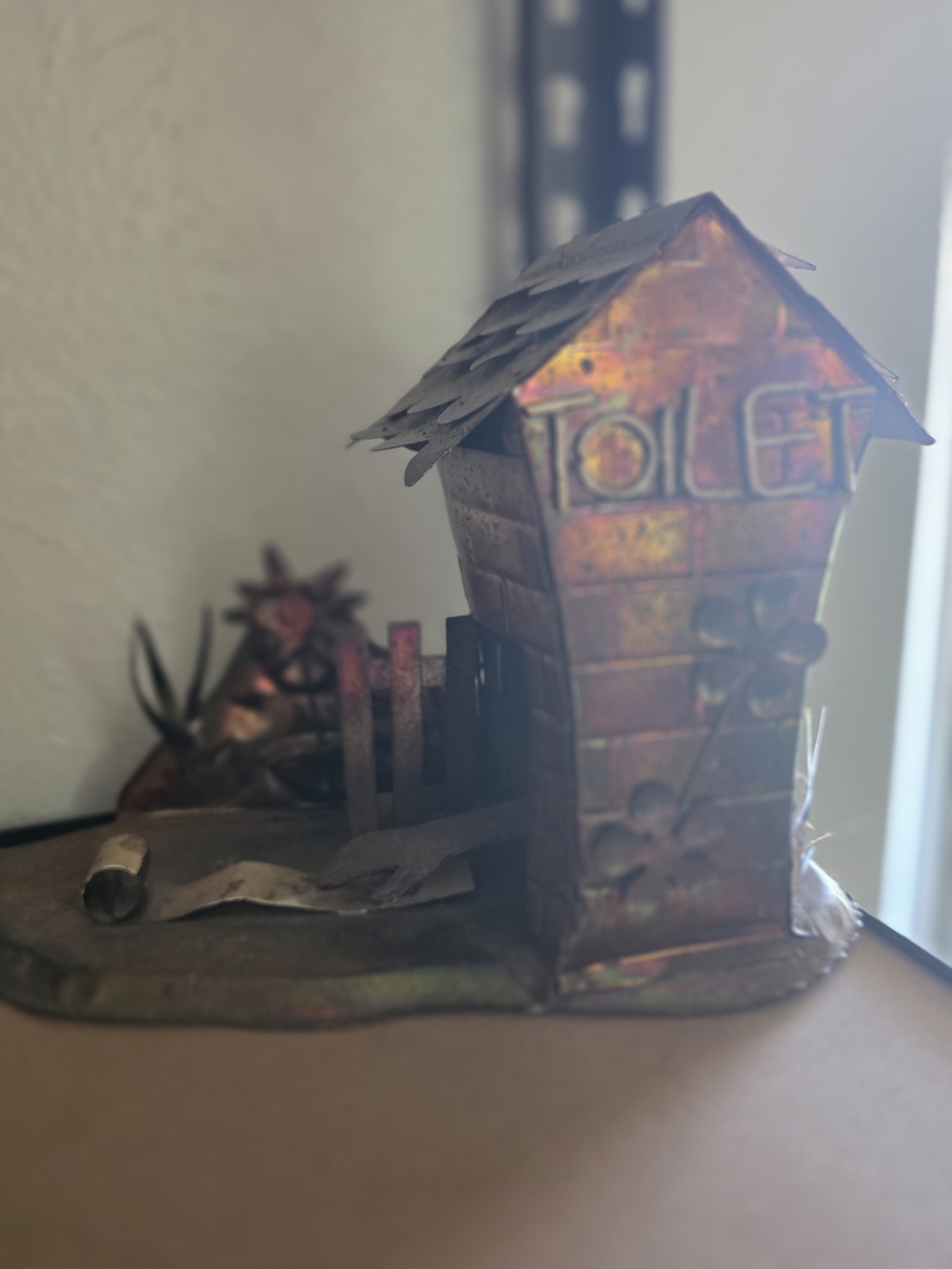 Metal Bathroom Music Box. Plays "Those Were The Days"